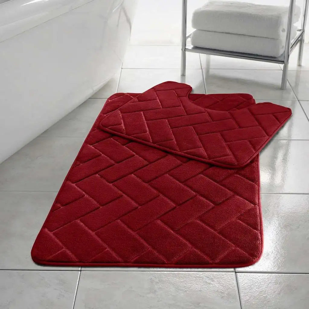 Blocks Memory Foam Bath Mat Set | 11 Colors Available