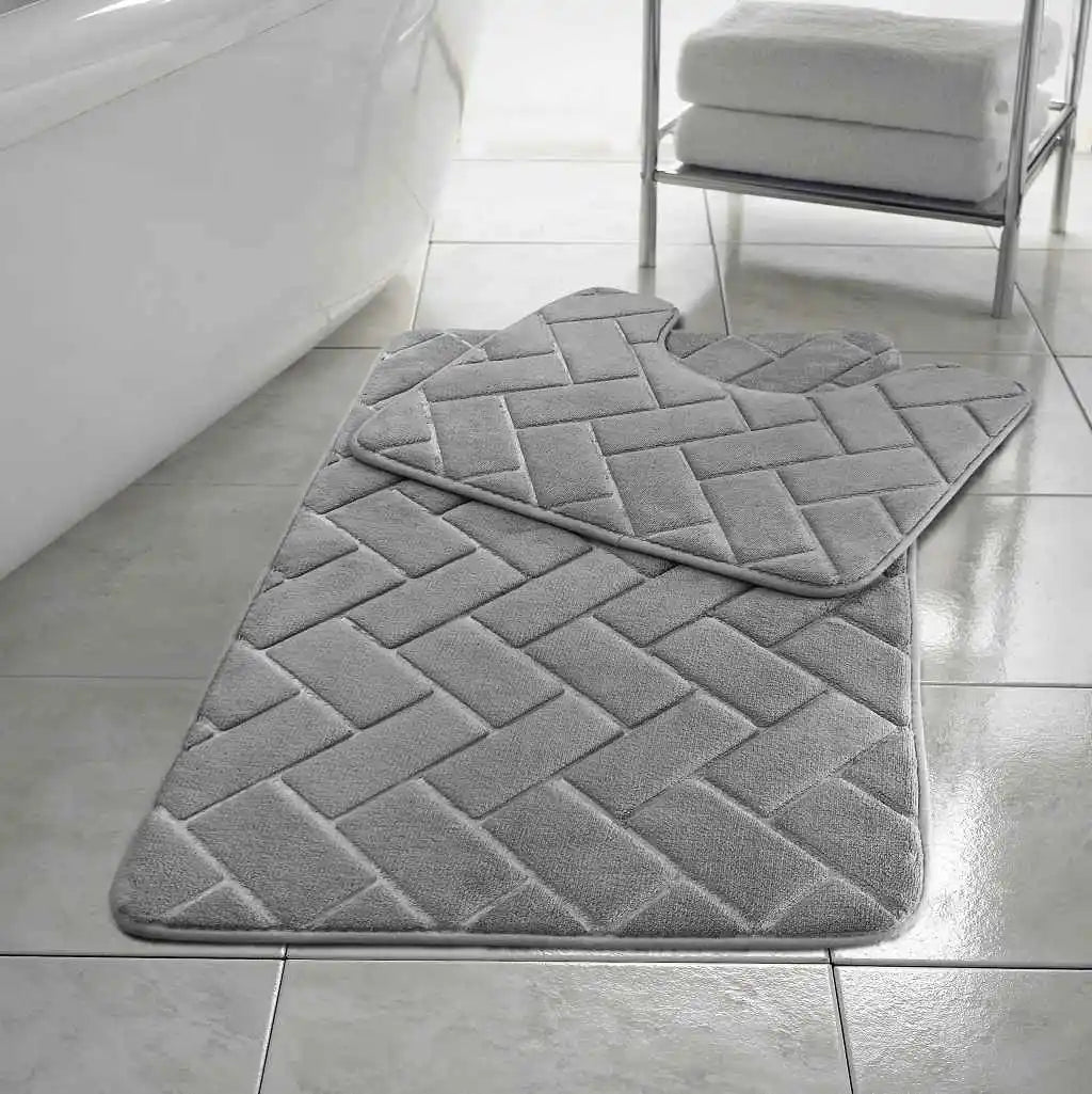 Blocks Memory Foam Bath Mat Set | 11 Colors Available