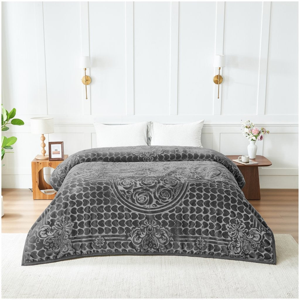 Blossom Heart Heavy Blanket | 200CM x 240CM | Charcoal