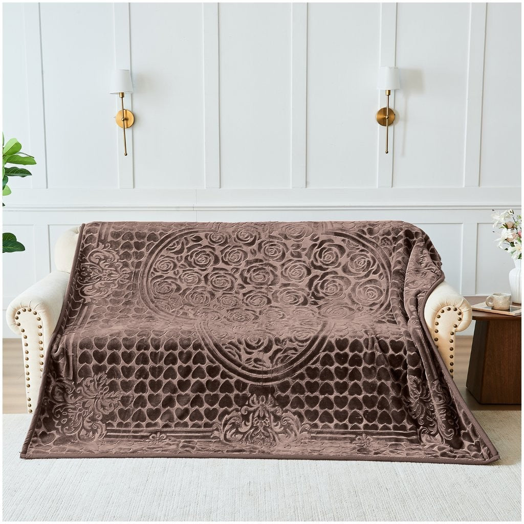 Blossom Heart Heavy Blanket | 200CM x 240CM | Coffee