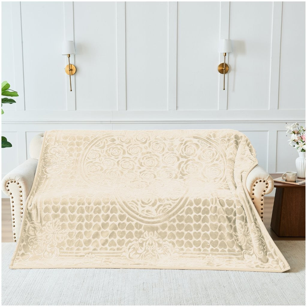 Blossom Heart Heavy Blanket | 200CM x 240CM | Cream