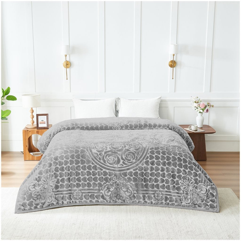 Blossom Heart Heavy Blanket | 200CM x 240CM | Grey