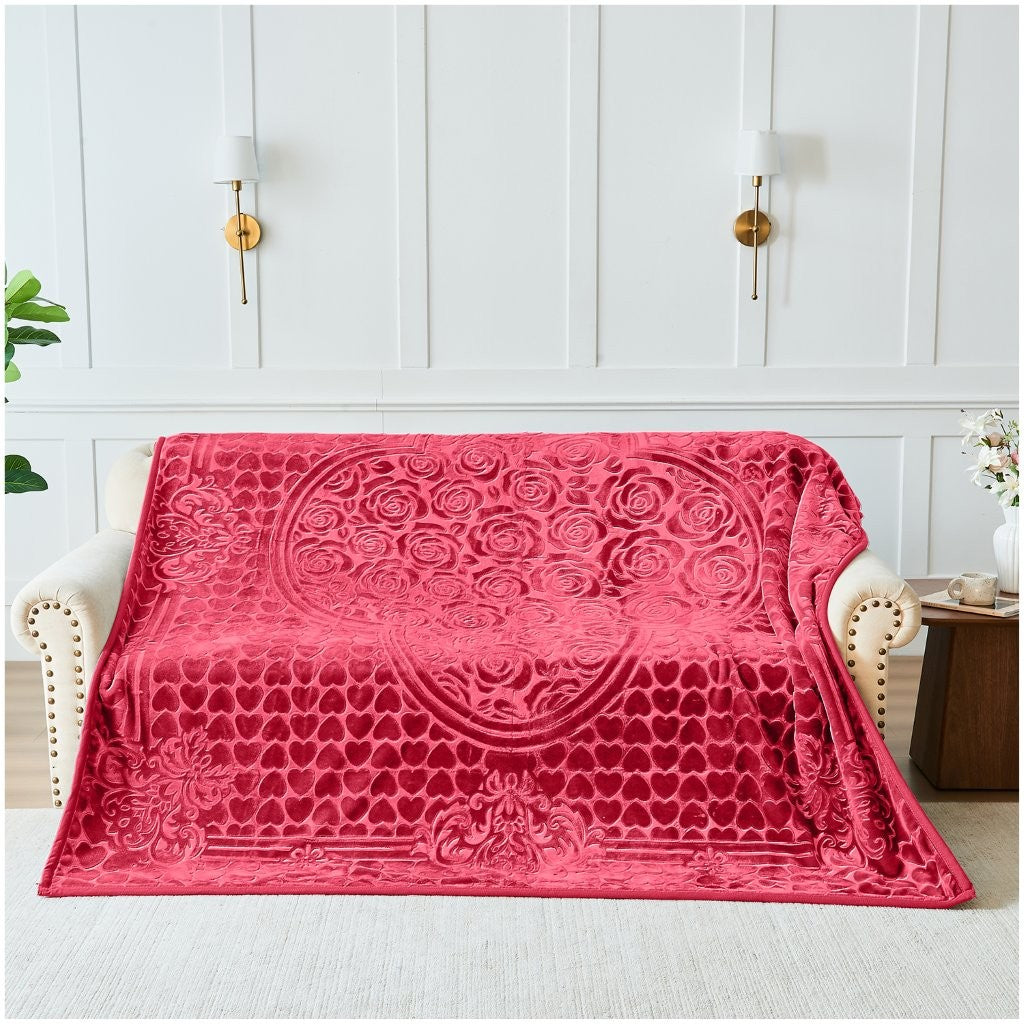 Blossom Heart Heavy Blanket | 200CM x 240CM | Red