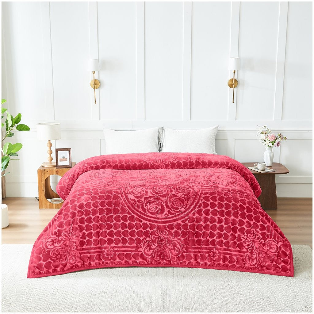 Blossom Heart Heavy Blanket | 200CM x 240CM | Red