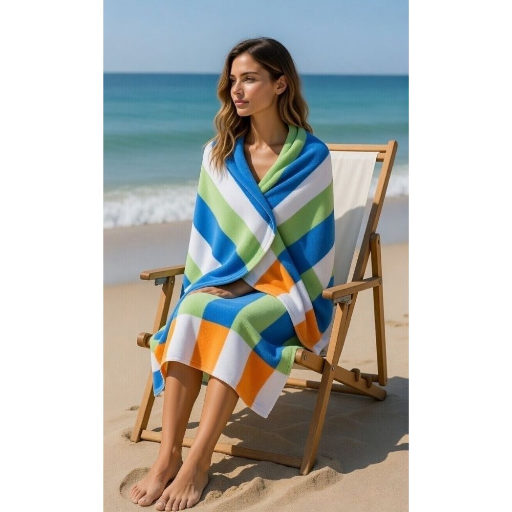 Contrasting Stripe Beach Towel | 3 Colours | 152CM × 71CM