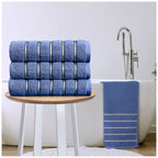 100% Cotton Bromley Stripe Towels | 8 Colours | 600 GSM