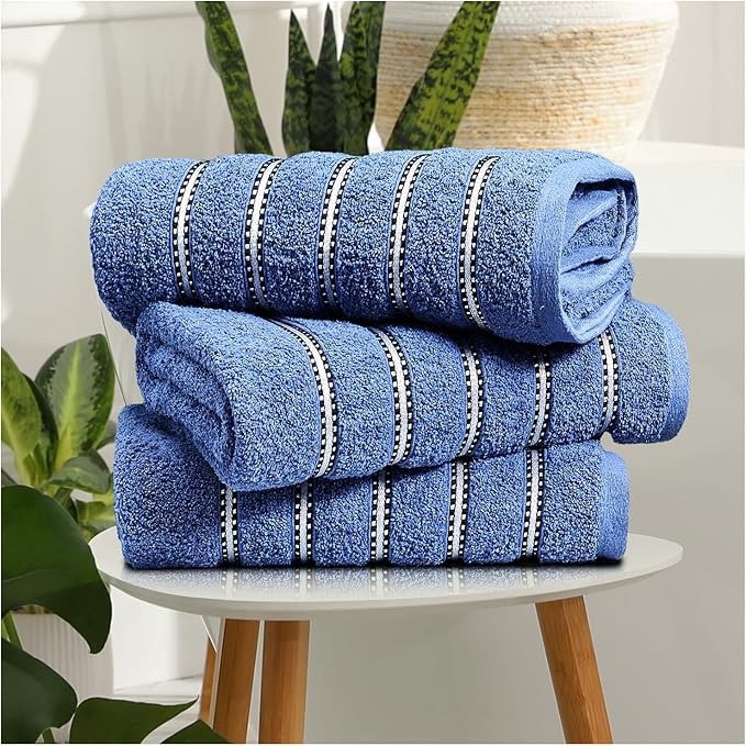 100% Cotton Bromley Stripe Towels | 8 Colours | 600 GSM