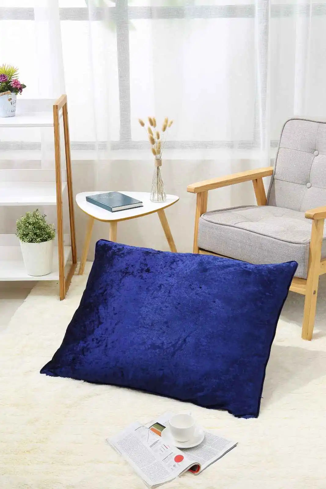 blue Crushed velvet cushion covers
