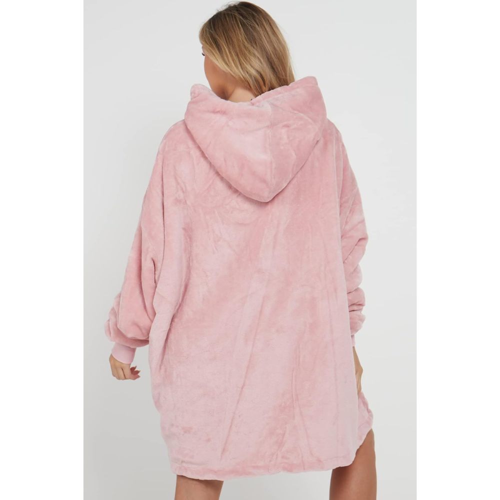 Blush Pink Sherpa Fleece Oversized Blanket Hoodie