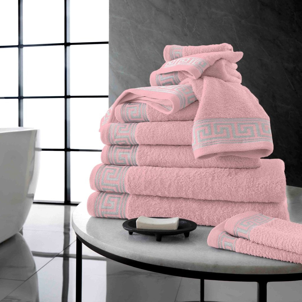 8 Pieces Greek Embroided Towel Bale Set  | 7 Colours | 500 GSM
