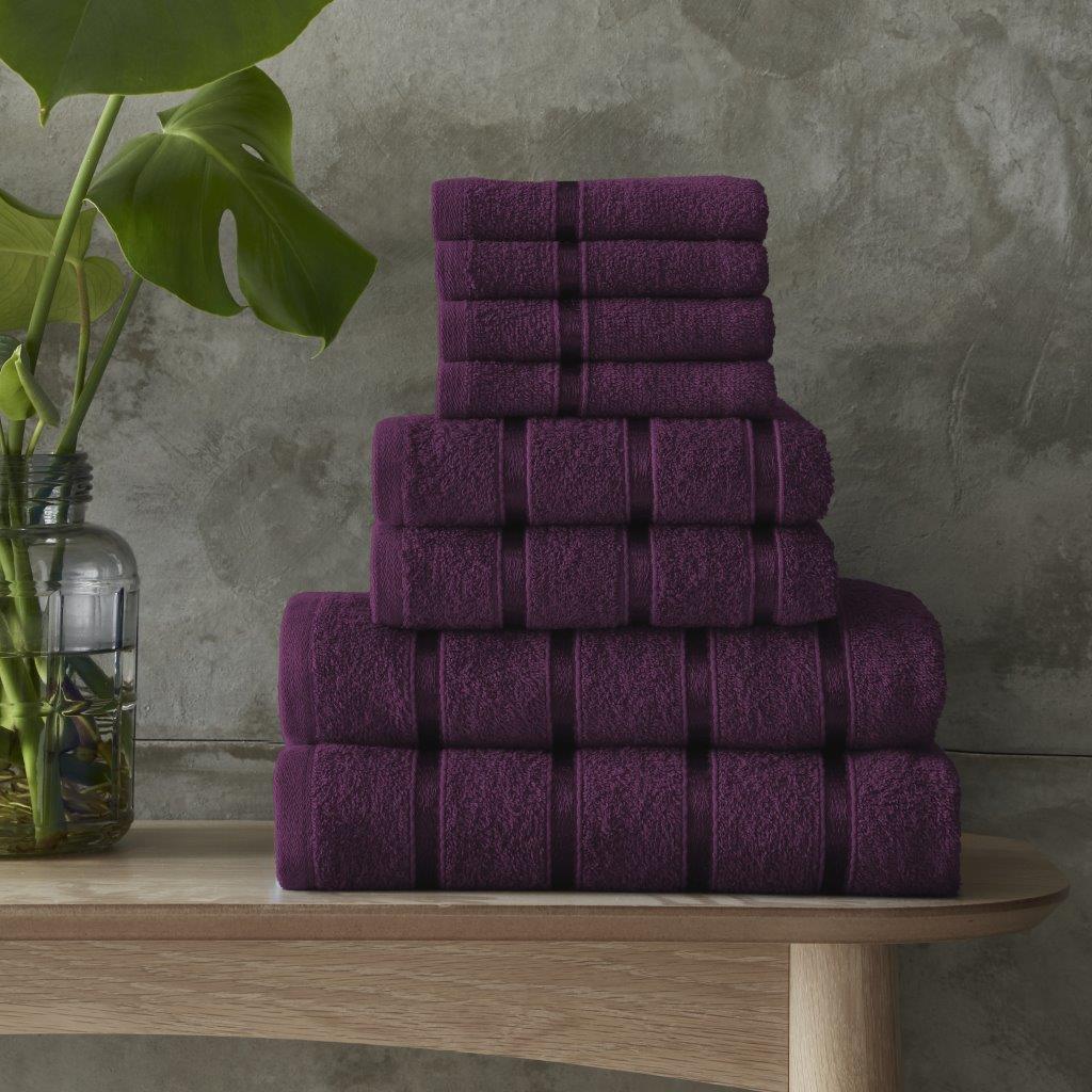 100% Cotton 8 Pieces Boston Towels Bale Set | 15 Colours | 450 GSM