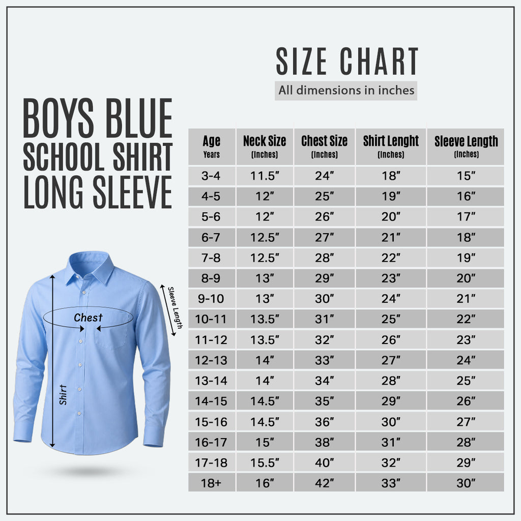 Pack of 2 Boys Blue School Shirts Long Sleeve