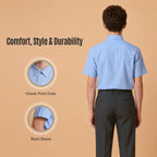 Boys Blue School Shirt Short Sleeve