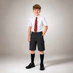 Black Adjustable Waist Cargo School Shorts | Zip & Clip