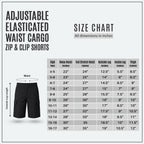 Black Adjustable Waist Cargo School Shorts | Zip & Clip