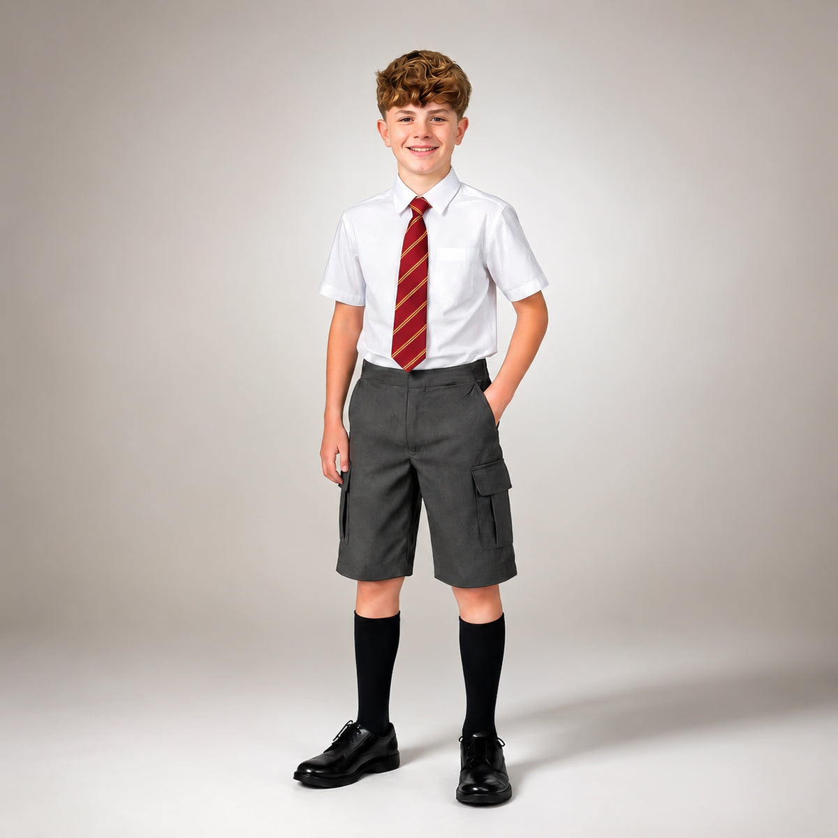 Pack of 2 Grey Adjustable Waist Cargo Shorts | Zip & Clip