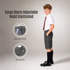 Pack of 2 Grey Adjustable Waist Cargo Shorts | Zip & Clip