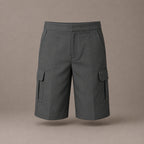 Grey Adjustable Waist Cargo School Shorts | Zip & Clip