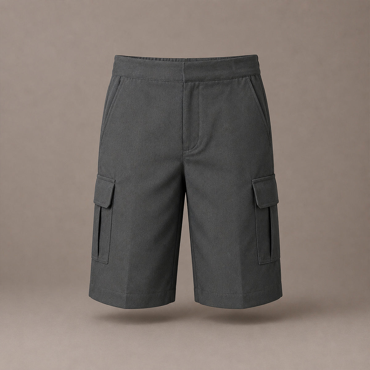 Grey Adjustable Waist Cargo School Shorts | Zip & Clip