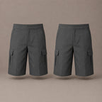 Pack of 2 Grey Adjustable Waist Cargo Shorts | Zip & Clip