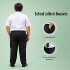 Black Plus Size Full Elastic Boys School Trouser