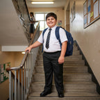 Black Plus Size Full Elastic Boys School Trouser