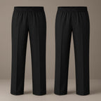 Pack of 2 Black Plus Size Full Elastic Boys School Trousers