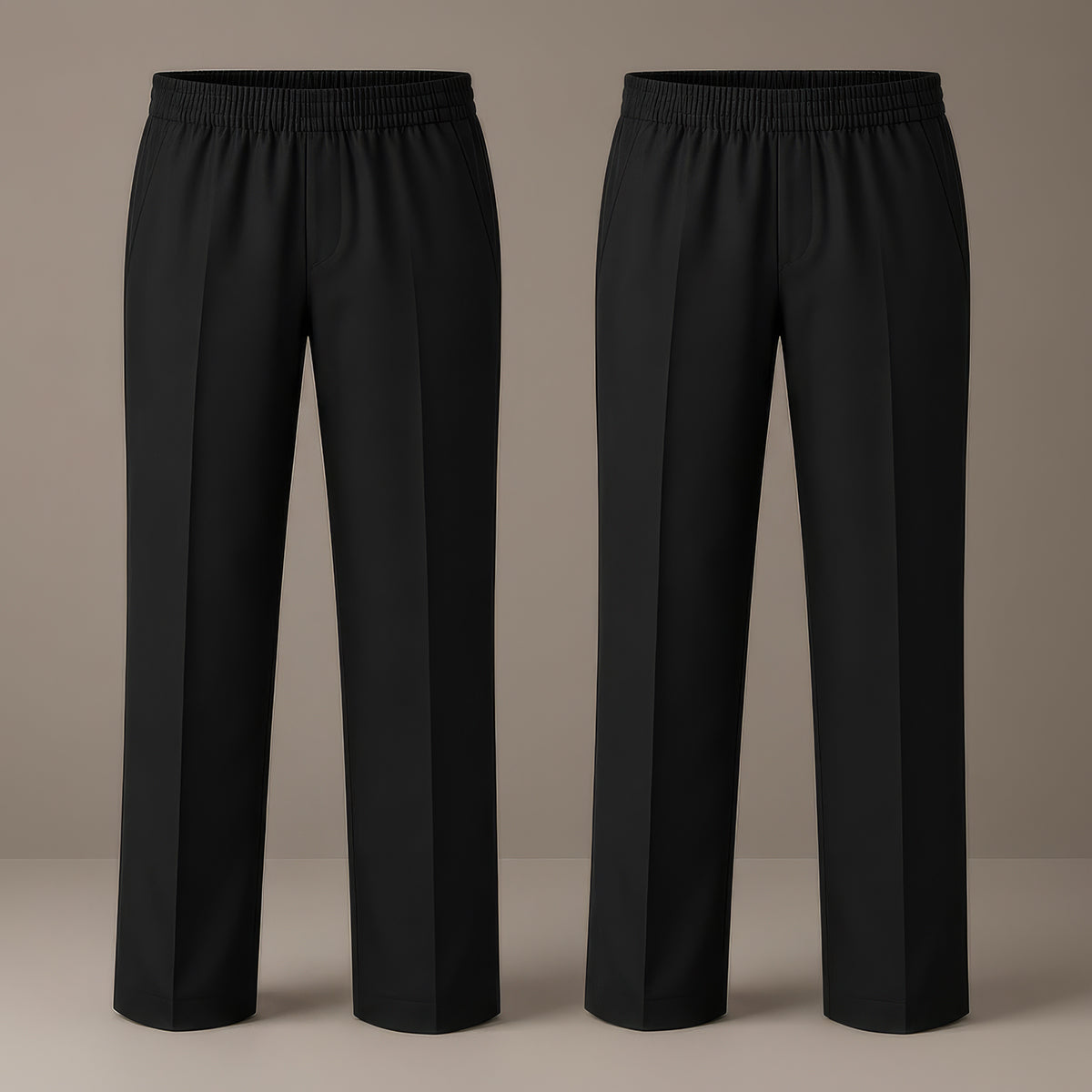 Pack of 2 Black Plus Size Full Elastic Boys School Trousers