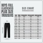 Pack of 2 Black Plus Size Full Elastic Boys School Trousers