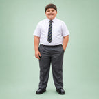 Grey Plus Size Full Elastic Boys School Trouser