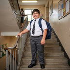 Grey Plus Size Full Elastic Boys School Trouser
