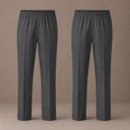 Pack of 2 Grey Plus Size Full Elastic Boys School Trousers