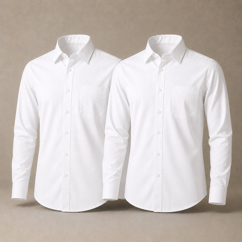 Pack of 2 Boys White School Shirts Long Sleeve