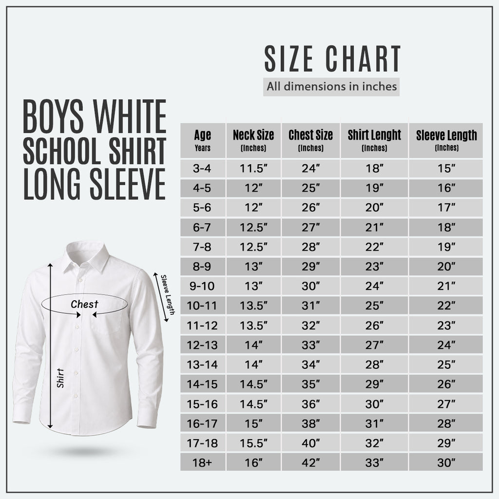 Boys White School Shirt Long Sleeve