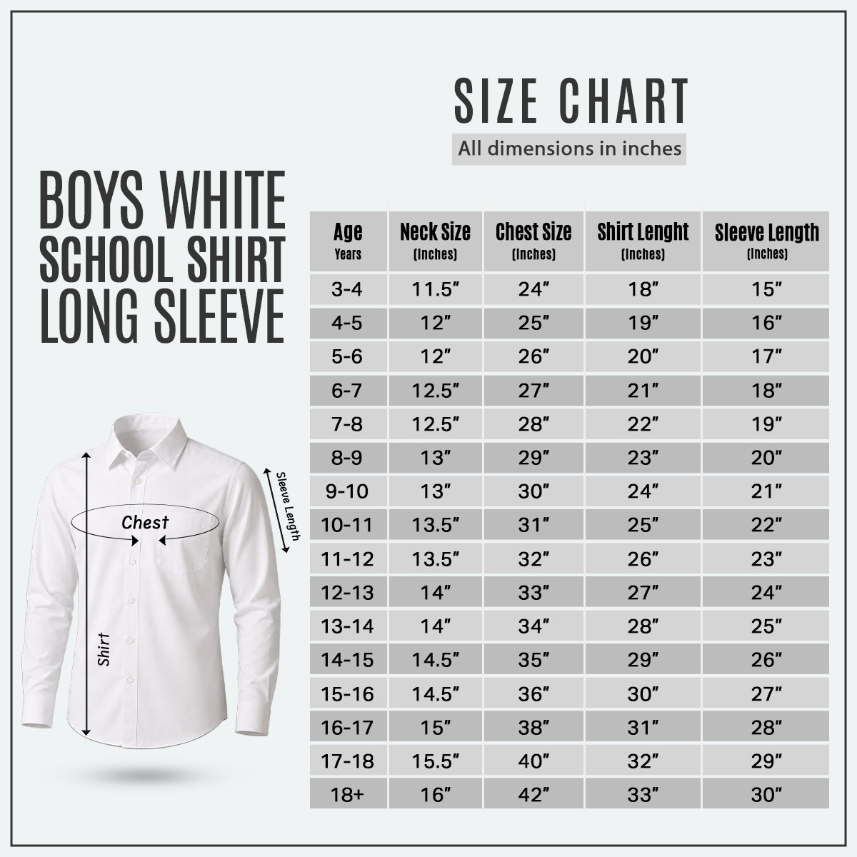 Boys White School Shirt Long Sleeve