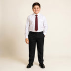 Pack of 2 Black Plus Size Half Elastic Pull Up Boys School Trousers