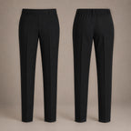 Black Plus Size Half Elastic Pull Up Boys School Trouser