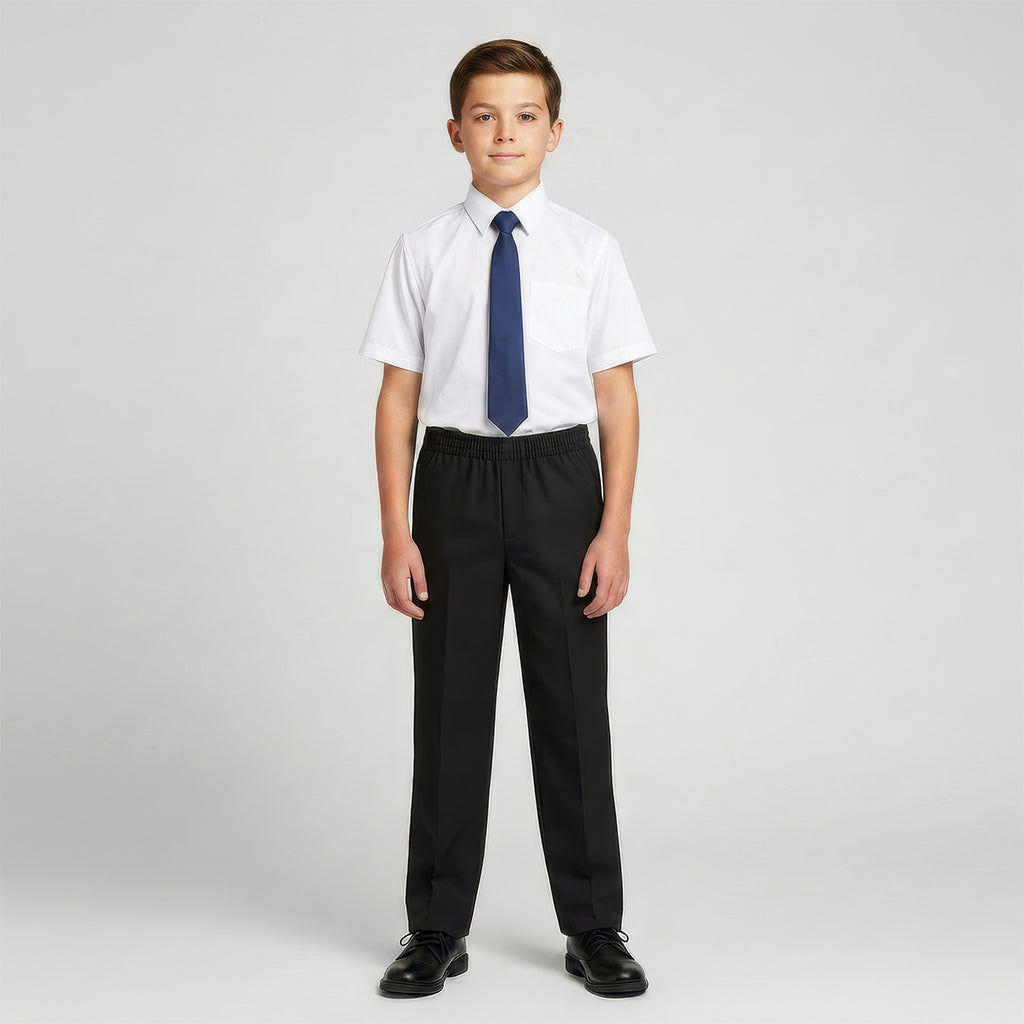 Black Slim Fit Full Elastic Boys School Trouser