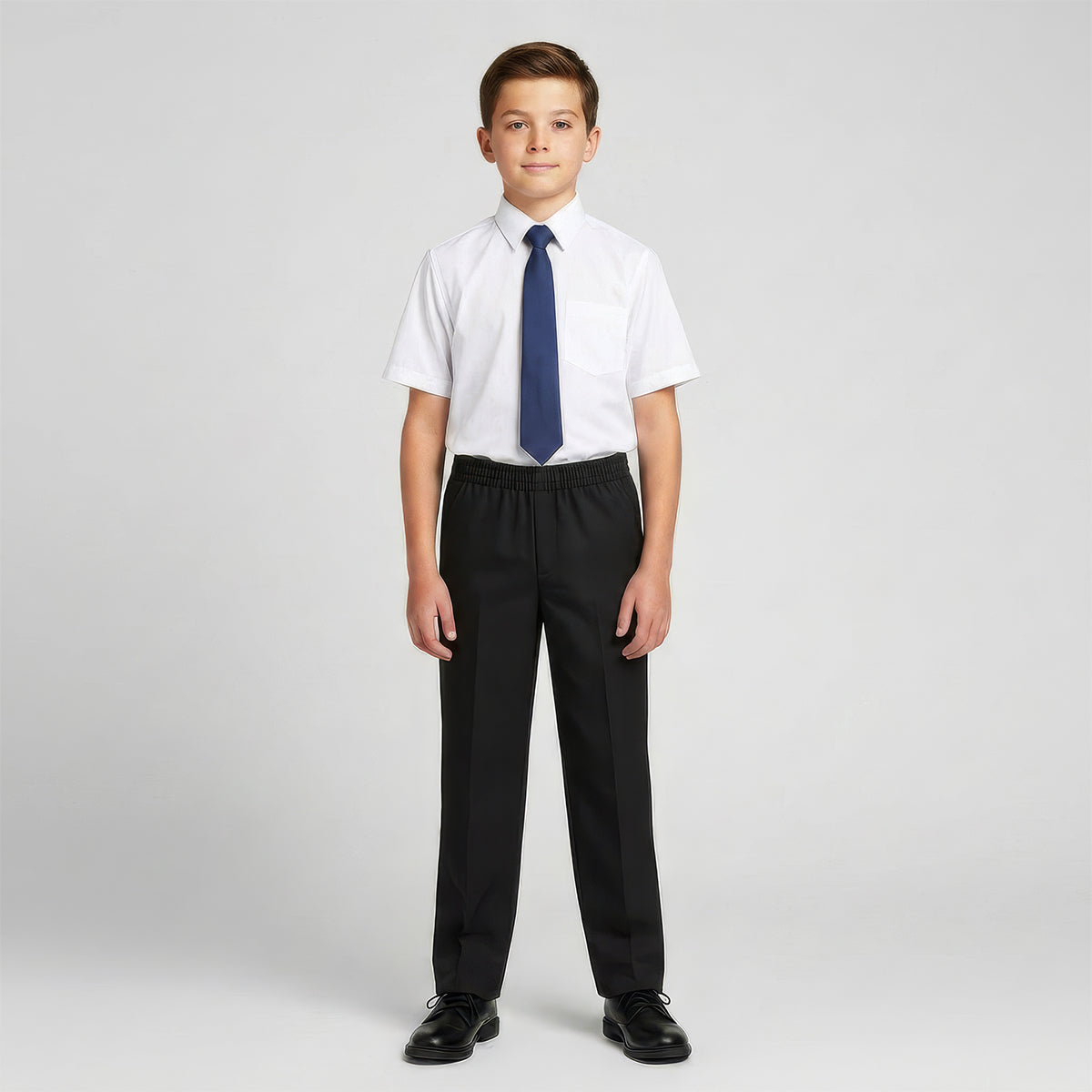 Black Slim Fit Full Elastic Boys School Trouser