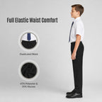 Pack of 2 Black Slim Fit Full Elastic Boys School Trousers