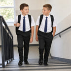 Pack of 2 Black Slim Fit Full Elastic Boys School Trousers