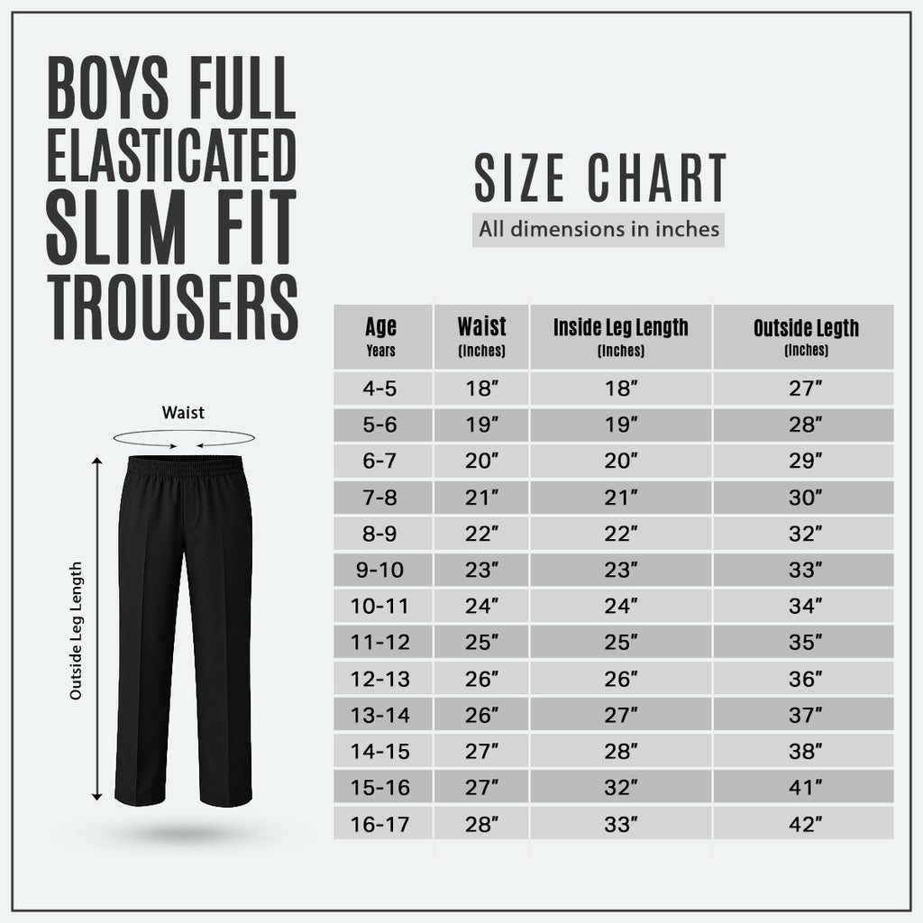 Black Slim Fit Full Elastic Boys School Trouser
