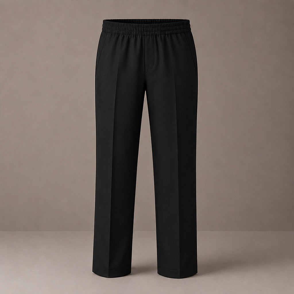 Black Slim Fit Full Elastic Boys School Trouser