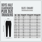 Black Plus Size Half Elastic Pull Up Boys School Trouser