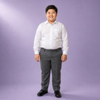 Grey Plus Size Half Elastic With Zip & Clip Boys School Trouser