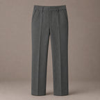 Grey Plus Size Half Elastic With Zip & Clip Boys School Trouser