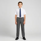 Grey Slim Fit Full Elastic Boys School Trouser