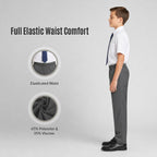 Pack of 2 Grey Slim Fit Full Elastic Boys School Trousers
