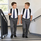 Pack of 2 Grey Slim Fit Full Elastic Boys School Trousers