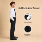 Black Slim Fit Half Elastic Pull Up Boys School Trouser